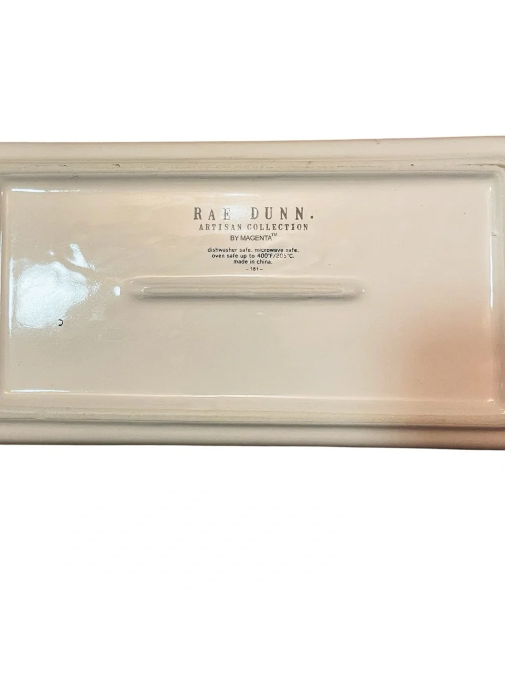 Rae Dunn by Magenta Holiday Rectangular Ceramic Fruitcake Loaf Pan Christmas